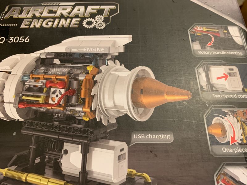 Photo 1 of BseSparklion Aircraft Engine Building Kit for Adults, STEM Mini Engine Model Toy with Motor & Hand Rocker, Compatible with Lego Airplane Set, Gift Idea for Kids & Teens Boys 8-14 (635 PCS)