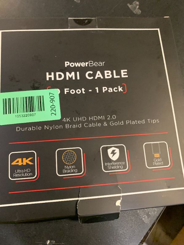 Photo 1 of PowerBear 4K HDMI Cable 10 ft | High Speed Hdmi Cables, Braided Nylon & Gold Connectors, 4K @ 60Hz, Ultra HD, 2K, 1080P, ARC & CL3 Rated | for Laptop, Monitor, PS5, PS4, Xbox One, Fire TV, & More