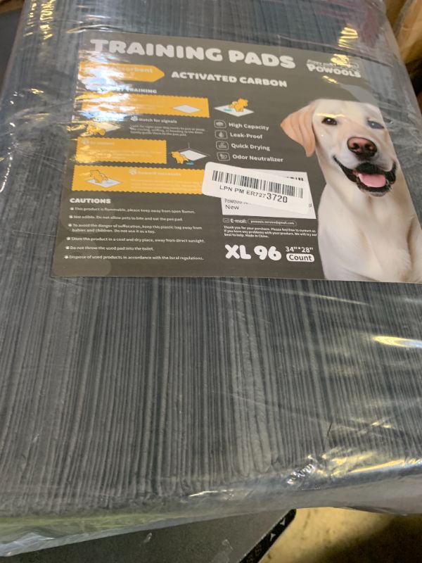 Photo 1 of Powools Charcoal Puppy Pads - 96 Packs, 34.0"×28.0" Ultra-Large Puppy Pads, Odor-Control Carbon Pee Pads for Dogs, 6-Layer Dog Training Pads, Ultra-Absorbent & Quick-Dry Black Puppy Pads