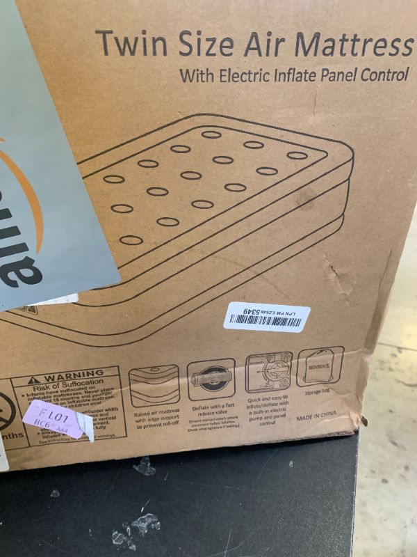 Photo 1 of SENNOUL Air Mattress Twin with Built in Pump - Upgraded Single Blow Up Bed, 2 Mins Quick Self Inflatable, 18"/550lbs Max, Strong Support, Flocked Top, Puncture Resistant, for Camping,Home,Guests