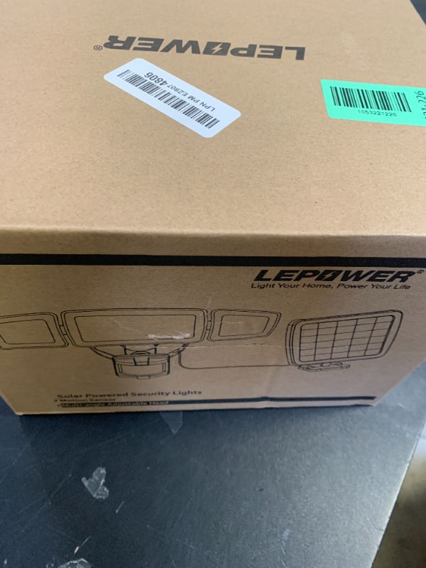 Photo 1 of LEPOWER 1600LM LED Solar Security Lights Motion Outdoor, Motion Sensor Light, 5500K White Light, IP65 Waterproof Outdoor Flood Solar Light with 3 Adjustable Head for Yard, Garage?White?