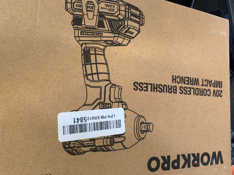 Photo 1 of WORKPRO 20V Cordless Impact Wrench 1/2 in, Brushless Impact Gun with Battery and Charger, High Torque 370 ft-lbs (500N.m), LED Work Light and Belt Clip Included