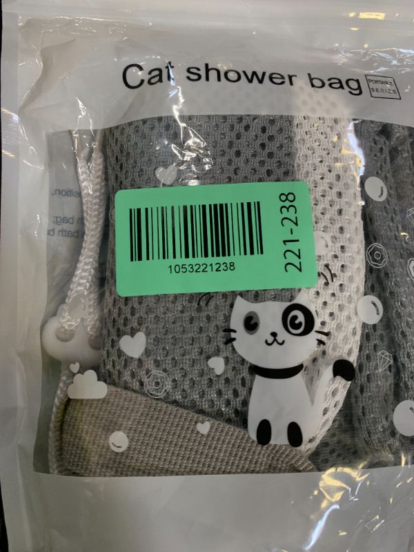Photo 1 of Cat Shower Net Bag Grooming Bathing Adjustable Washing Bag Multifunctional Cat Restraint Accessories Prevent Biting Scratching, Nail Trimming, Ears Clean, Keeping Calm(Grey)