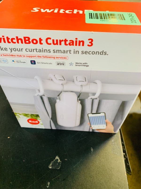 Photo 1 of SwitchBot Automatic Curtain Opener - Bluetooth Remote Control Smart Curtain with App/Timer, Upgraded High-Performance Motor, Add SwitchBot Hub to Work with Alexa, Google Home, HomeKit