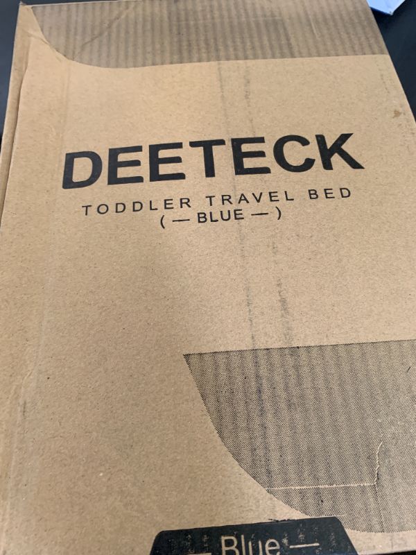 Photo 1 of Deeteck Inflatable Toddler Travel Bed - 60 Inches Portable Toddler Bed for Travel with Safety Sides - Cozy Kids Air Mattress Set with High-Speed Pump & Carry Case - Lightweight & Easy to Inflate -Blue