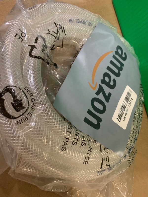 Photo 1 of 1/2’’ ID × 3/4’’ OD - 10 ft Clear Braided Hose Plastic Vinyl Tubing, High Pressure Flexible Reinforced PVC Tube for Transfer Water Air Oil, BPA Free & Non-Toxic