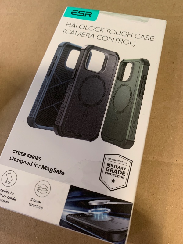 Photo 1 of ESR for iPhone 16 Pro Case, 7X Military-Grade Drop Protection, Shock-Absorbing Rugged Cover with Camera Control Button, MagSafe Accessories Compatible, Cyber Series, Army Green