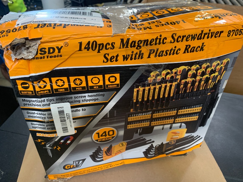Photo 1 of HORUSDY 140-Piece Magnetic Screwdriver Set with Plastic Racking, Includes SAE & Metric Hex Keys, Precision Screwdriver and Magnetizer Demagnetizer DIY Tools for Men Tools Gift