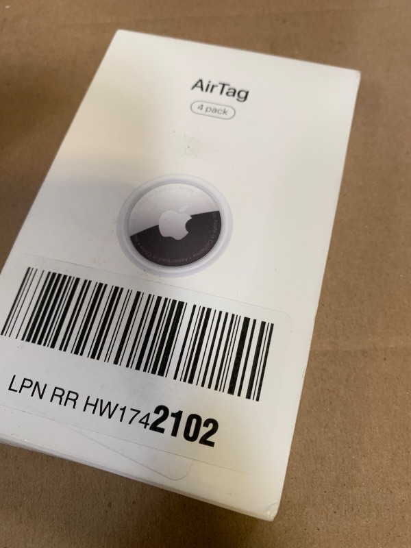 Photo 1 of Apple AirTag 4 Pack. Keep Track of and find Your Keys, Wallet, Luggage, Backpack, and More. Simple one-tap Set up with iPhone or iPad