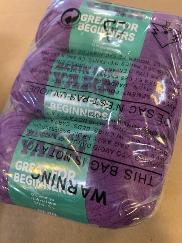 Photo 1 of 3x60g Amethyst Yarn for Crocheting and Knitting;3x66m (72yds) Cotton Yarn for Beginners with Easy-to-See Stitches;Worsted-Weight Medium #4;Cotton-Nylon Blend Yarn for Beginners Crochet Kit Making