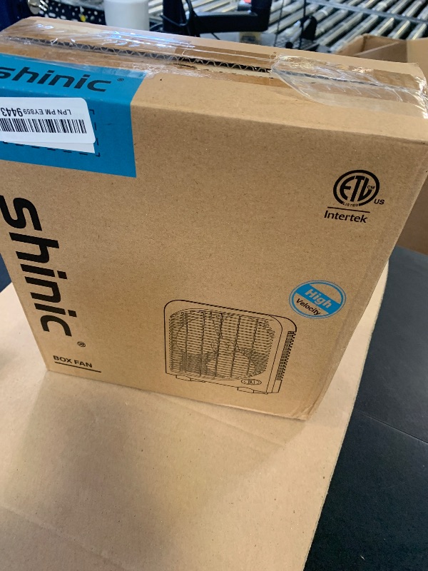 Photo 1 of shinic 10" Tabletop Box Fan for Bedroom, 2 Speeds, Quiet Table Fan with Strong Airflow, Energy Efficient Small Box Fan, Portable Kitchen Exhaust Fan for Bedroom Bathroom Office Dorm Workshop, Black