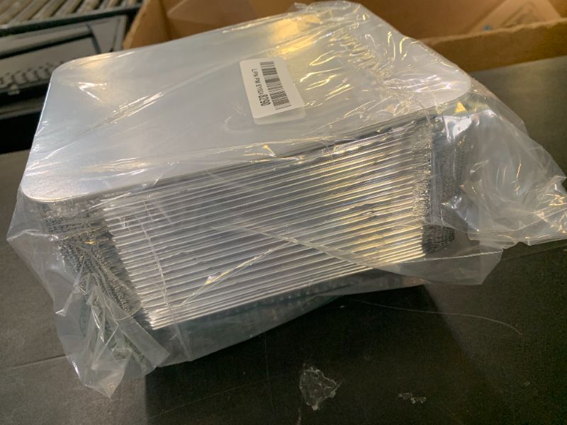 Photo 1 of   8.3"x6.2" Disposable Tin Foil Pans with Lids 2.25LB Aluminum Pans To Go Containers for Cooking, Baking, Catering Party Meal Prep, Take Out, Freeze