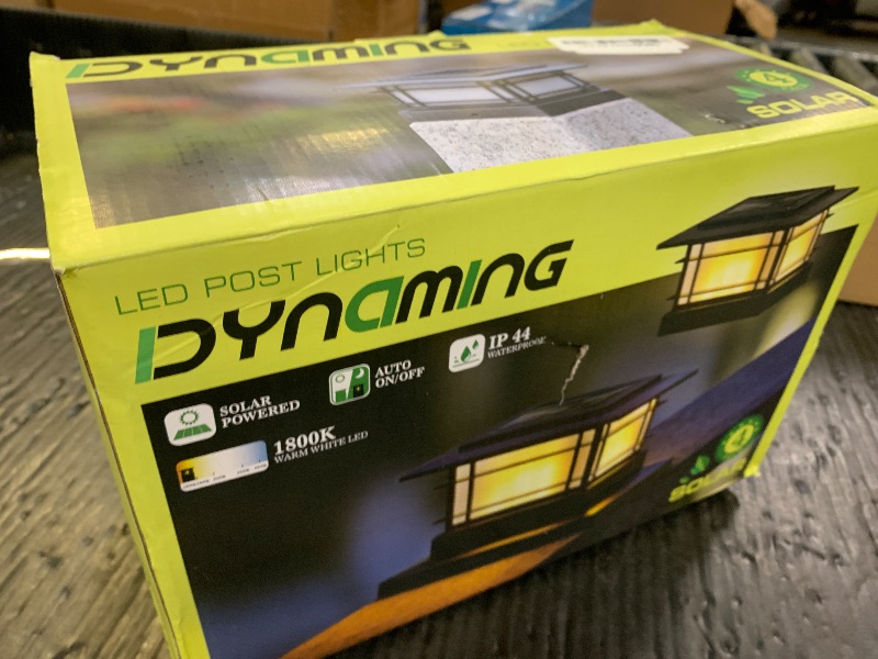Photo 1 of Dynaming 4 Pack Solar Post Cap Lights Outdoor with Flickering Flame Light, Fence Post Solar Lights Fit for 4x4 5x5 6x6 Vinyl/Wooden Posts, High Brightness SMD LED Lighting Decor for Garden Deck Patio