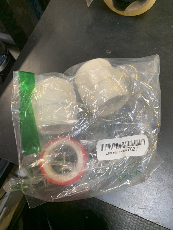 Photo 1 of uxcell PVC Nipple Thread Coupling Adapter Connector, 2Pcs 2-1/2" PT PVC Pipe Fitting with Sealant Tape (Male to Male), Hose Adapter Coupling for Thread Plumbing Pipe (White)