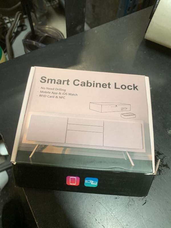 Photo 1 of Cabinet Lock NFC RFID Card eLinkSmart Slim Hidden Drawer Lock for Child Safety Cupboard Door Liquor File Kitchen Pantry Furniture Double-Layer Drawer No Drilling Required White