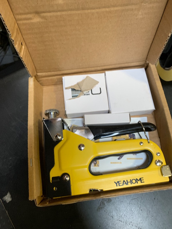 Photo 1 of Upholstery Staple Gun Heavy Duty, YEAHOME 4-in-1 Stapler Gun with 4000 Staples, Manual Brad Nailer Power Adjustment Stapler Gun for Wood, Crafts, Carpentry, Decoration DIY