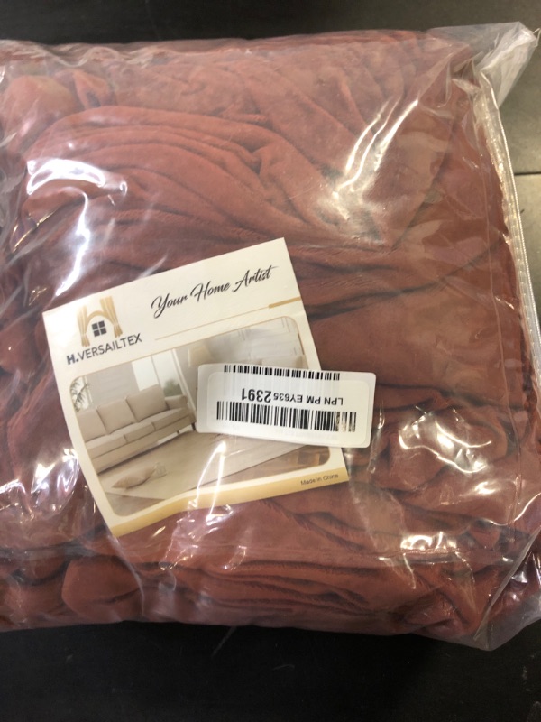 Photo 1 of H.VERSAILTEX Stretch Velvet Loveseat Covers for 2 Cushion Couch Covers for Living Room Sofa Covers Slipcovers with Non Slip Straps Bottom, Ultra Thick Comfy Velour (Width 58"-72", Burnt Brick)