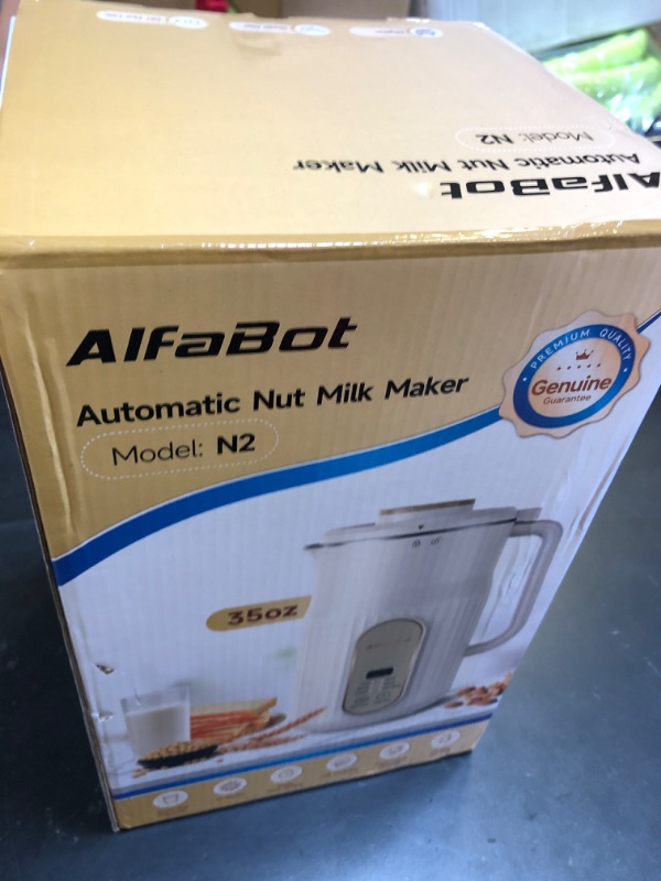 Photo 1 of Nut Milk Maker, AlfaBot N2 Automatic Almond Milk Machine for Homemade Plant-Based Milk, Oat, Soy, Yogurt, 5 Modes/35OZ Big Capacity Soy Milk Maker with Delay Setting and Self Cleaning (Cream)