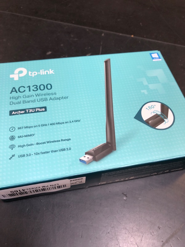 Photo 1 of TP-Link USB WiFi Adapter for Desktop PC, AC1300 USB 3.0 Wireless Dual Band Network Adapter with High Gain Antenna(Archer T3U Plus), MU-MIMO, Windows 11/10/8.1/8/7/XP, Mac OS 10.9-10.15