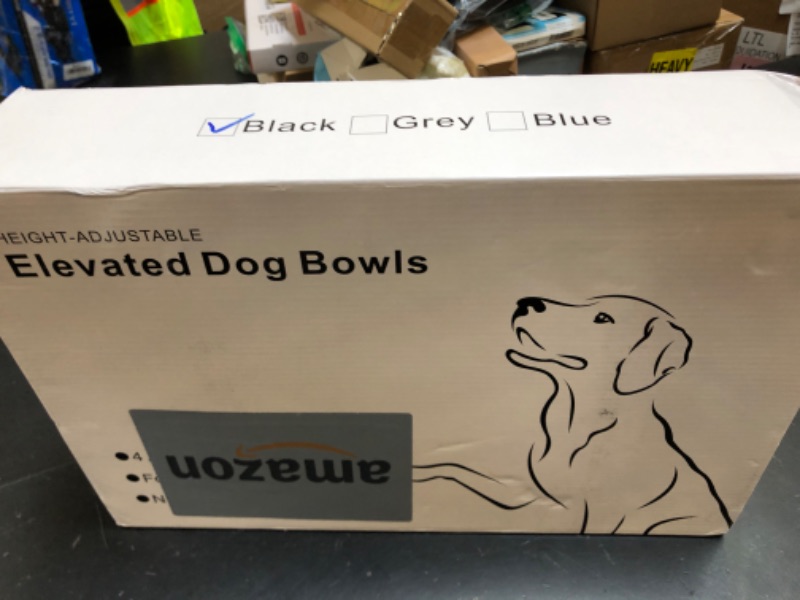 Photo 1 of Decflow 2-in-1 Elevated Dog Bowls, 4 Height Adjustable Raised Dog Bowls with Stainless Steel & No Spill Water Bowl, DIY Stickers Foldable Pet Bowl for Medium Large Dogs(Not Included Slow Food Bowl)