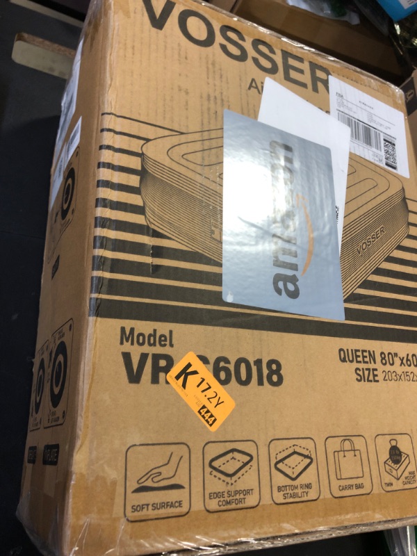 Photo 1 of VOSSER Air Mattress Queen with Built in Pump,18'' Inflatable Mattress of Vertical Beams,Self Inflatable/Deflation Blow Up Mattress in 3 Mins,Flocked Top Airbed with Carry Bag for Home, Camping