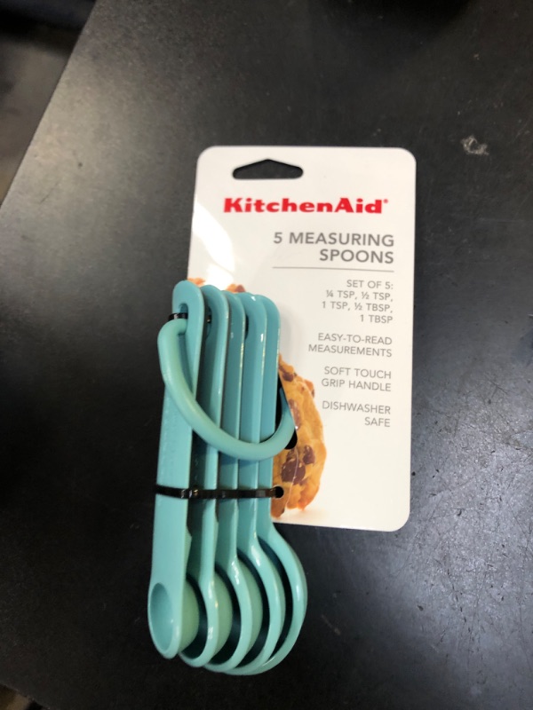 Photo 1 of KitchenAid Measuring Spoons, Set Of 5, Aqua Sky