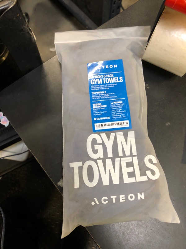 Photo 1 of Acteon Microfiber Gym Towels 5 Pack, Quick Dry Silver ION Odor-Free Super Absorbent Sweat Towels for Men & Women, Workout, Yoga, Running, Beach, Travel – 16x30.5 Inch (Midnight Blue)