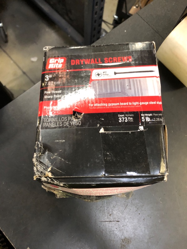 Photo 1 of Grip-Rite 3DWS5#8 X 3 Phillips Bugle Head Fine Thread Sharp Point Drywall Screw, 5lb Box