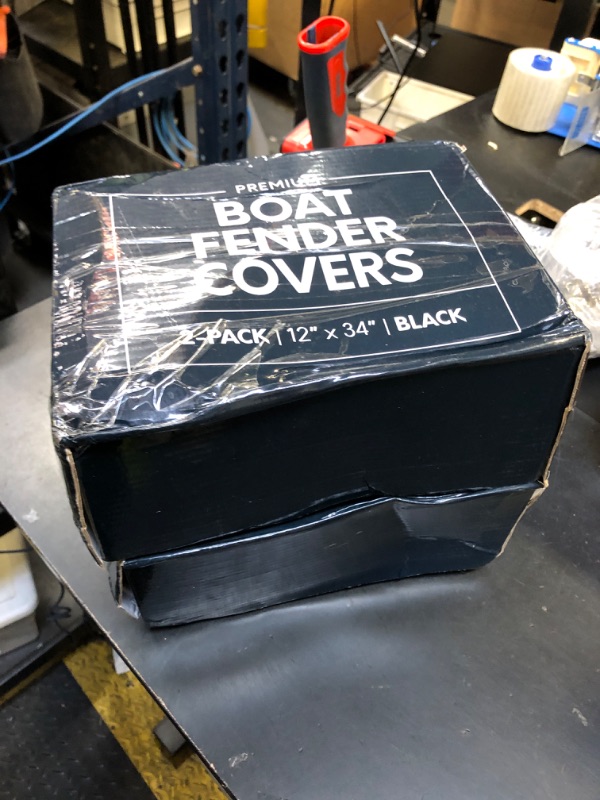 Photo 1 of Byllstore Boat Fender Covers | Several Size Options Available | Black & Navy Blue | 1, 2 & 4-Pack | Polyester (2-Pack, Black, 12? x 34?)