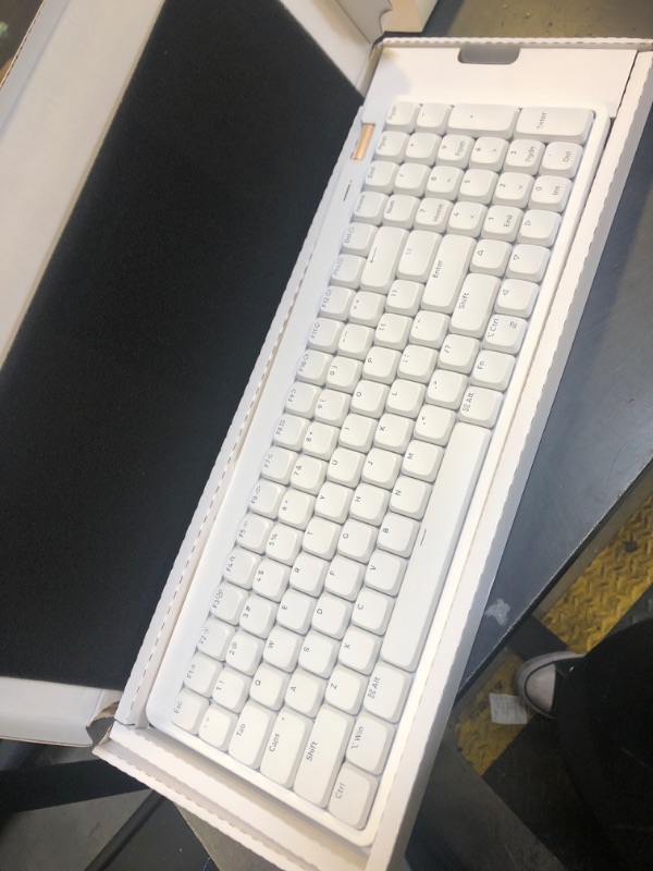 Photo 1 of Flow Lite 100 Keys Low Profile Mechanical Keyboard, Swappable Rechargeable Wireless Keyboard with 2.4G Receiver, Bluetooth and Wired Connection for Windows, Mac/Specter Linear Switches (Off-White)