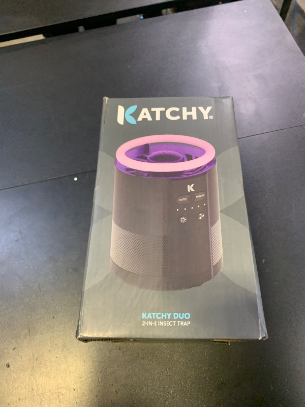 Photo 1 of Katchy Duo – Indoor Flying Insect Trap with Scent Pod – Day & Night Effective – Mosquito, Fruit Fly, Gnat & Small Moth Catcher – Non-Zapper Trap with Blue UV Light & Fan Suction (Black)