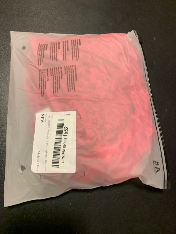 Photo 1 of OYOANGLE Women's 3 Piece Lace Lingerie Set Off Shoulder Sheer Bra and Panty Sets Babydoll Sleepwear Hot Pink X-Large