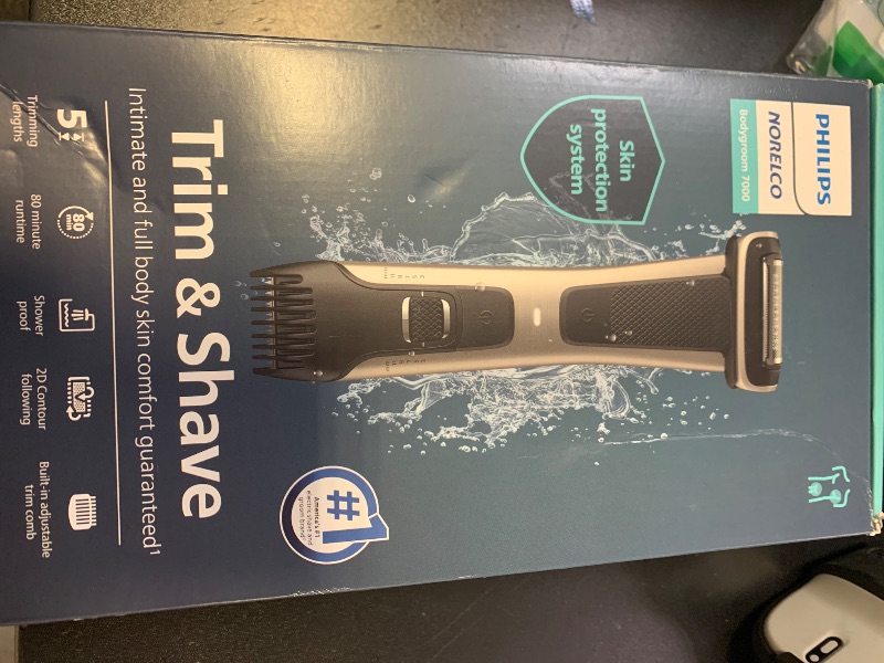 Photo 1 of Philips Norelco Bodygroom 7000 Series, Showerproof Groin and Body Trimmer for Men, Precise Body Grooming, Adjustable Comb, Safe Even Below The Belt, 80 Min. Runtime, Model BG7030/49