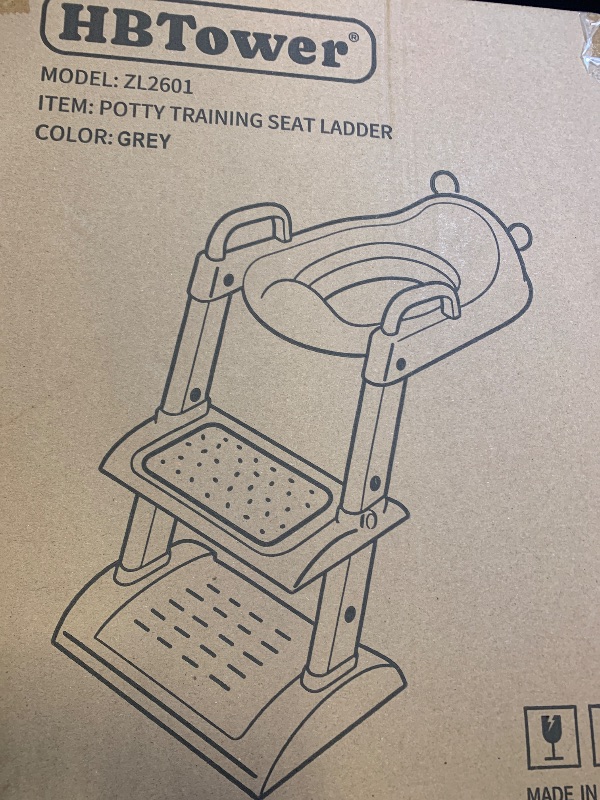 Photo 1 of HBTower Potty Training Seat with Step Stool Ladder for Toddlers, Adjustable Kids Toilet Seat with Splash Guard, Anti-Slip Pads & Safety Handles, Comfortable Potty Chair for Boys & Girls (Grey)