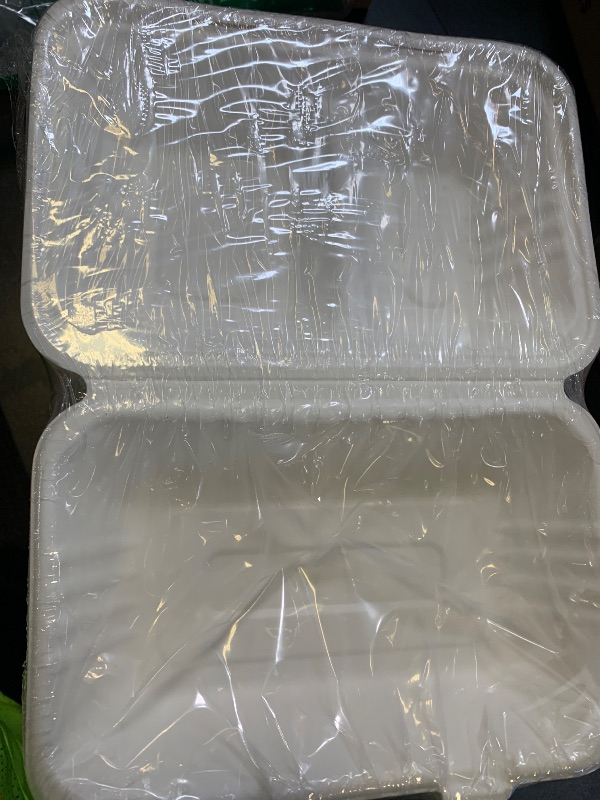 Photo 1 of Elsjoy 90 Pack 9"x 6" Clamshell Take Out Containers, 2 Compartment Compostable Hinged Food Containers Disposable To Go Boxes, Sugar Cane Takeaway Boxes for Restaurant, Party, Microwave Safe