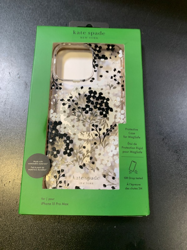 Photo 1 of kate spade new york iPhone 15 Pro Max Case, Compatible with MagSafe - Multi Floral Black and White