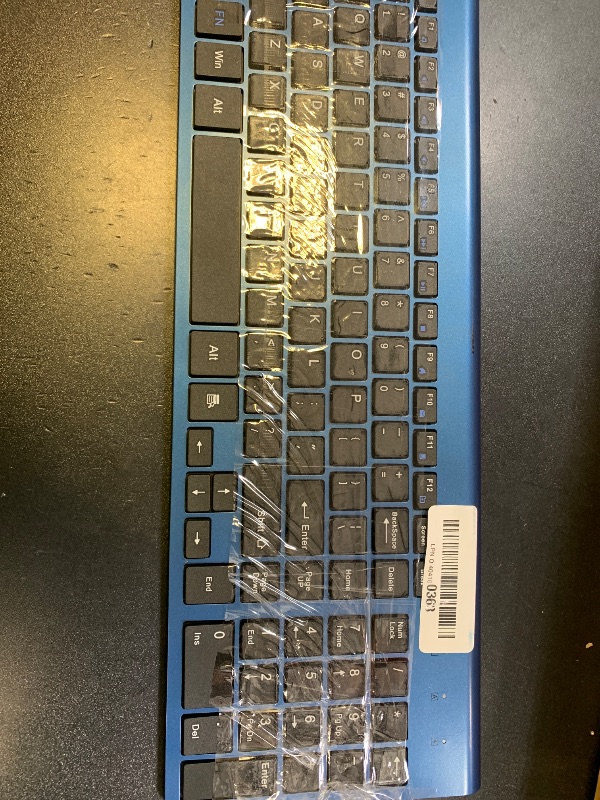Photo 1 of TopMate Wireless Keyboard and Mouse Ultra Slim Combo, 2.4G Silent Compact USB Mouse and Scissor Switch Keyboard Set with Cover, 2 AA and 2 AAA Batteries, for PC/Laptop/Windows/Mac - Blue Black
