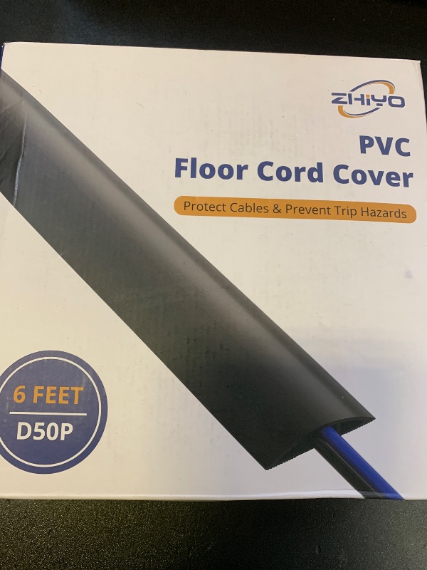 Photo 1 of Floor Cord Cover 6ft, Cord Hider Floor Hide Extension Cords, Floor Cable Management Prevent Cable Trips, Floor Cable Cover Wire Covers for Cords, Cable Protector Cord Cavity W0.6in x H0.32in Gray