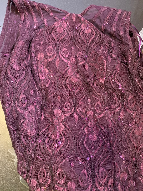 Photo 1 of R&M Richards Women's Petite Starlit Siren Sequin Gown, Plum