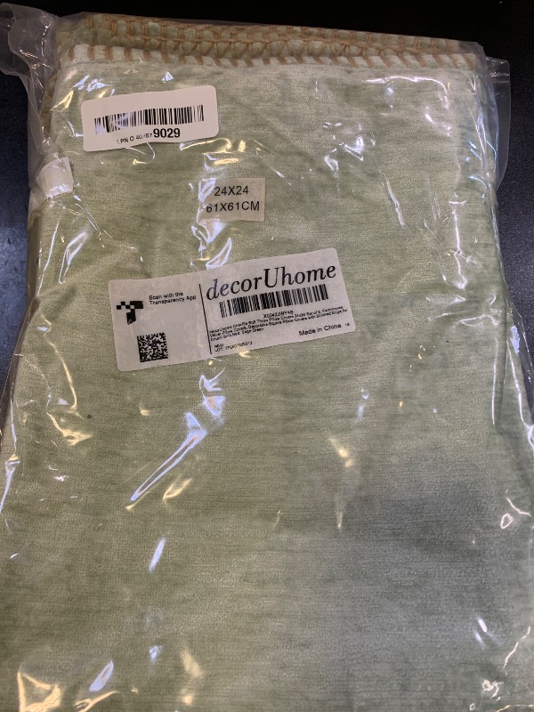 Photo 1 of decorUhome Christmas Chenille Soft Throw Pillow Covers 24x24 Set of 2, Farmhouse Velvet Neutral Decorative Euro Pillow Covers with Stitched Edge for Couch Sofa Bed Home Decor, Sage Green