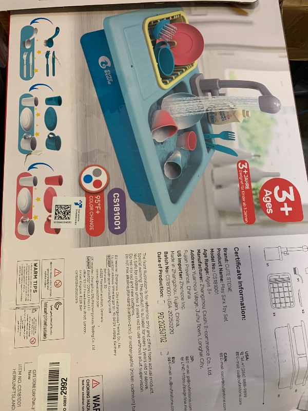 Photo 1 of CUTE STONE Color Changing Kitchen Sink Toys, Children Electric Dishwasher Playing Toy with Running Water, Upgraded Faucet, Automatic Water Cycle System Play House Pretend Role Play Toys for Boys Girls