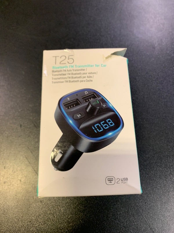 Photo 1 of LENCENT FM Transmitter, Bluetooth FM Transmitter Wireless Radio Adapter Car Kit with Dual USB Charging, Audio Receiver Car Charger MP3 Player, Support Hands-Free Calling, TF Card & USB Disk