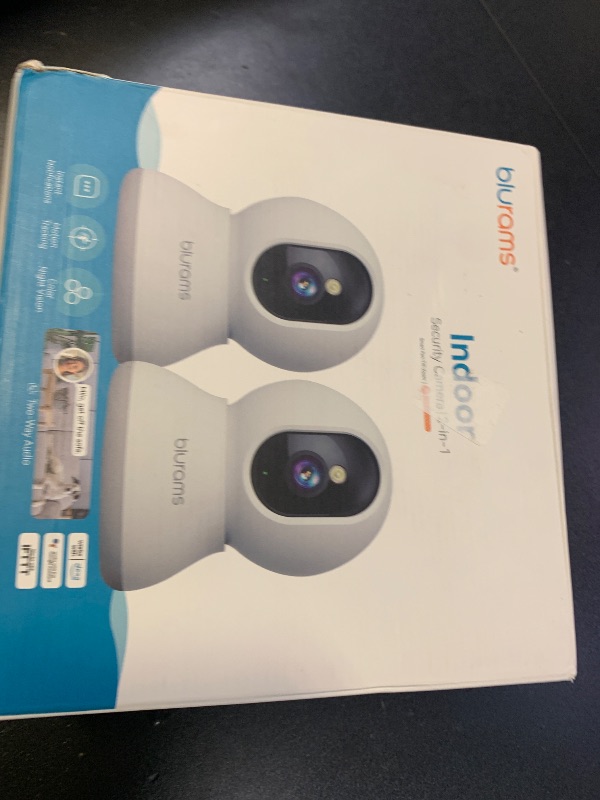 Photo 1 of blurams Cameras for Home Security, 2K Indoor Camera 360° Pet Camera with Phone App, Motion Tracking, 2-Way Audio, IR Night Vision, Siren, Works with Alexa & Google Assistant