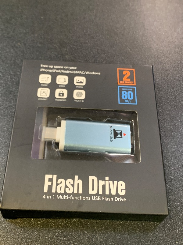 Photo 1 of Flash Drive for iPhone 256GB, 4 in 1 USB Type C Memory Stick, Photo Stick External Storage Thumb Drive for iPhone iPad Android Computer, Sky Blue