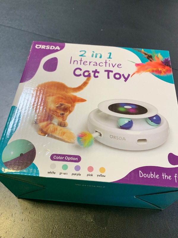 Photo 1 of ORSDA Cat Toys 2-in-1 Interactive Cat Toys for Indoor Cats, Automatic Cat Toy Balls, Ambush Feather Kitten Toys with 6pcs Attachments, Dual Power Supplies, Auto On/Off (Upgraded Version)