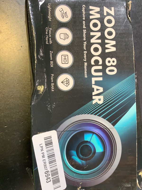 Photo 1 of Monocular Telescope 80 x 100 High Powered Monoculars for Adults with Tripod, Monocular for Smartphone Suitable for Bird Watching Larger Vision Monoculars for Adults with BAK4 Prism & FMC Lens Black