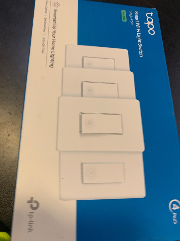 Photo 1 of TP-Link Tapo Smart Light Switch, Single Pole, Neutral Wire Required, 2.4GHz Wi-Fi Light Switch Compatible with Alexa and Google Home, UL Certified, No Hub Required, White, Tapo S500(4-Pack)