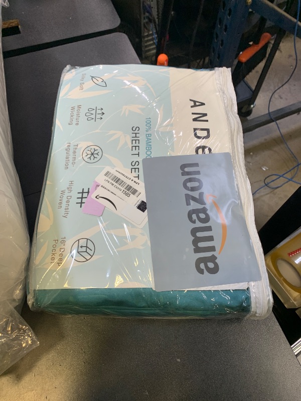 Photo 1 of Andency Grayish Teal King Size Sheets Set, 100% Viscose Derived from Bamboo, Cooling King Sheets, Deep Pocket Up to 16", Silky Soft Bed Sheets, Hotel Luxury Breathable Bedding Sheets & Pillowcases…