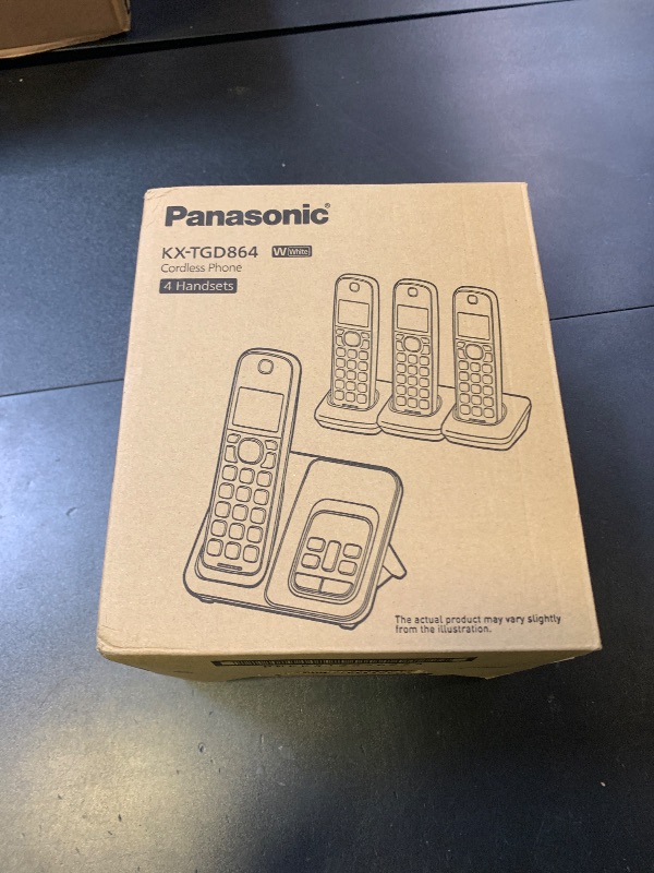 Photo 1 of Panasonic Cordless Phone with Answering Machine, Link2Cell Bluetooth, Voice Assistant and Advanced Call Blocking, Expandable System with 4 Handsets - KX-TGD864W (White)