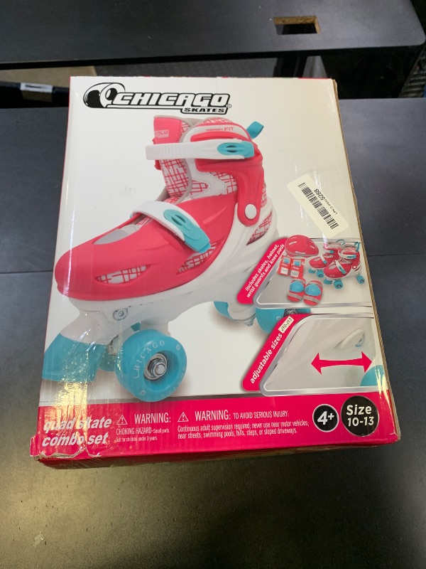 Photo 1 of Chicago Quad Roller Skates Combo – Adjustable Skates with Protective Gear, High-Top Boot, 60mm Wheels, Secure Buckles, Indoor & Outdoor Use